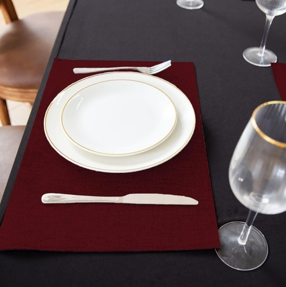 Placemats Set Of 8 In Burgundy Placemats - Picture 2 of 8